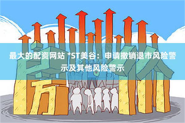 最大的配资网站 *ST美谷：申请撤销退市风险警示及其他风险警示