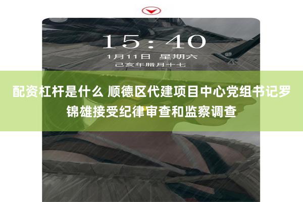 配资杠杆是什么 顺德区代建项目中心党组书记罗锦雄接受纪律审查和监察调查