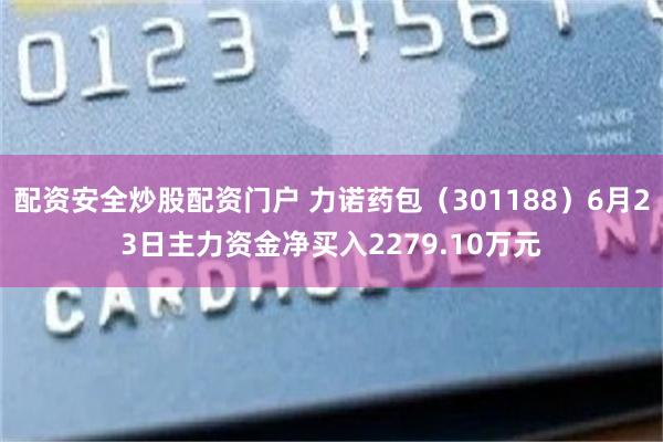 配资安全炒股配资门户 力诺药包（301188）6月23日主力资金净买入2279.10万元
