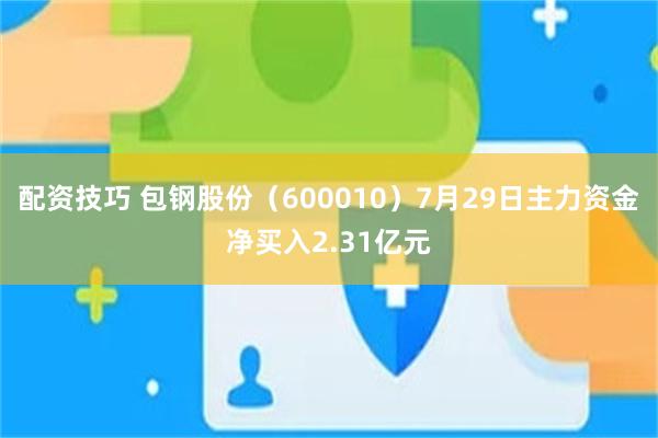配资技巧 包钢股份（600010）7月29日主力资金净买入2.31亿元