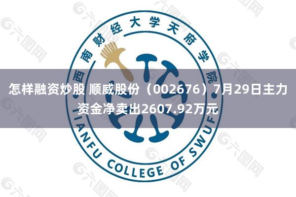 怎样融资炒股 顺威股份（002676）7月29日主力资金净卖出2607.92万元