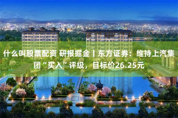什么叫股票配资 研报掘金丨东方证券：维持上汽集团“买入”评级，目标价26.25元