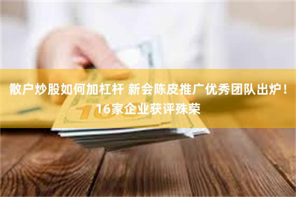 散户炒股如何加杠杆 新会陈皮推广优秀团队出炉！16家企业获评殊荣