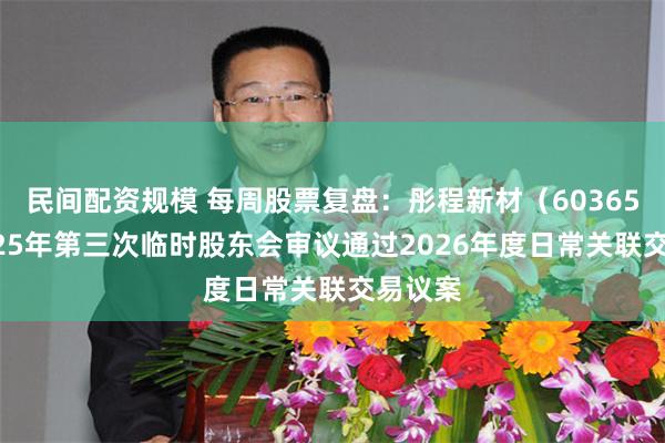 民间配资规模 每周股票复盘：彤程新材（603650）2025年第三次临时股东会审议通过2026年度日常关联交易议案
