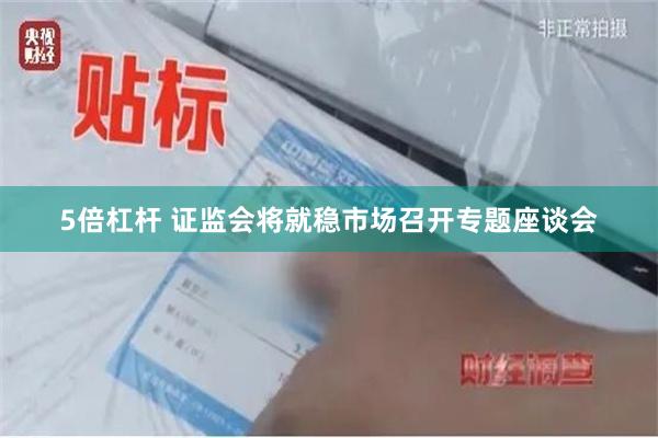 5倍杠杆 证监会将就稳市场召开专题座谈会